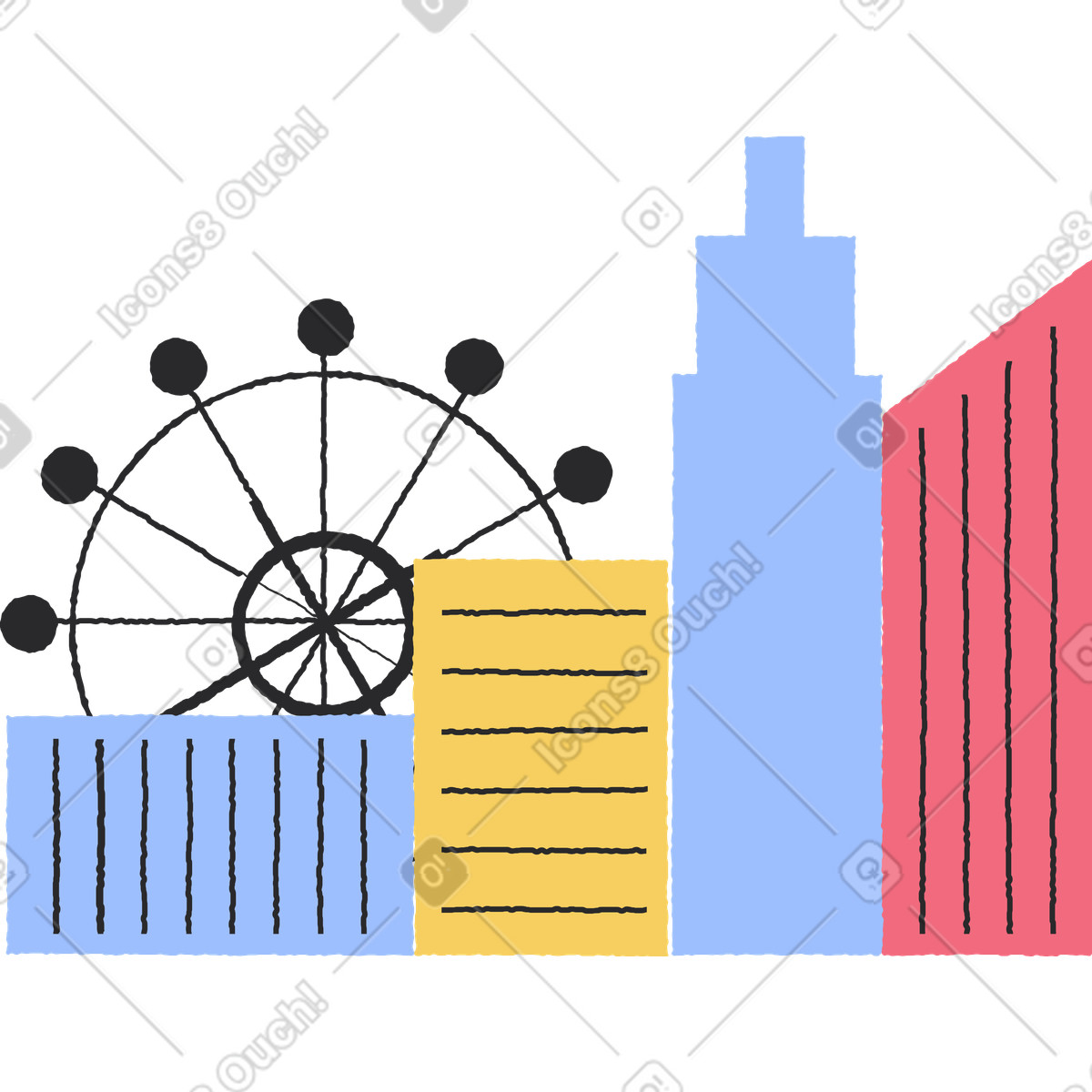 Stadt-Illustration im Pablo-Stil als Download in PNG, SVG