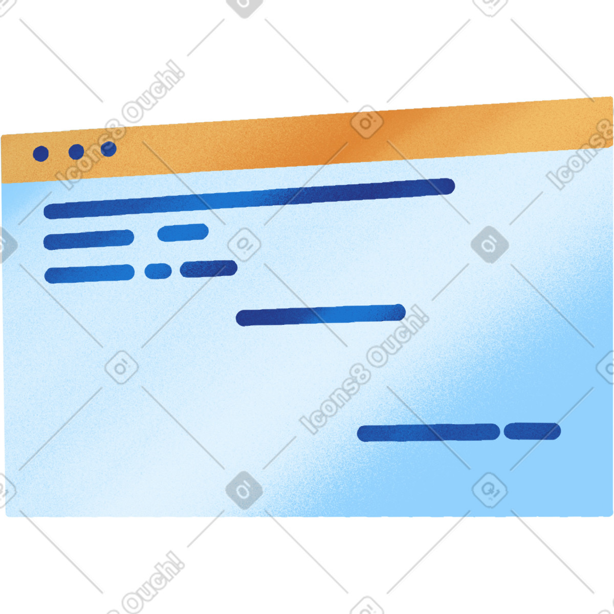 Blue transparent browser window with text illustration in Gleam style download in PNG, SVG
