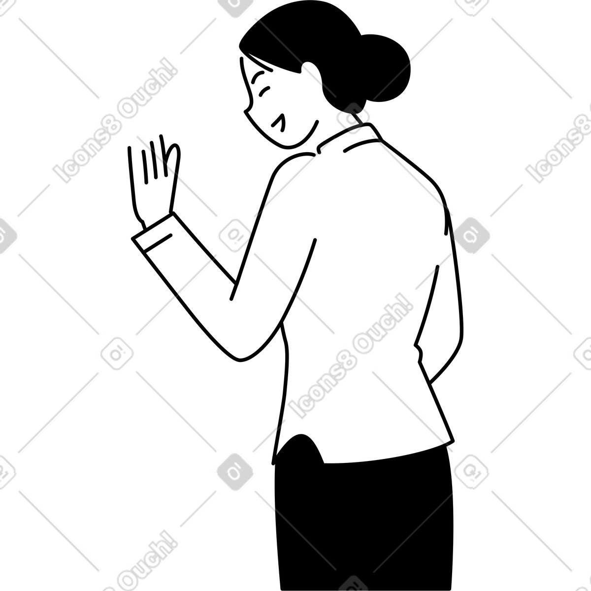 Frau hebt die hand-Illustration im Weekday-Stil als Download in PNG, SVG