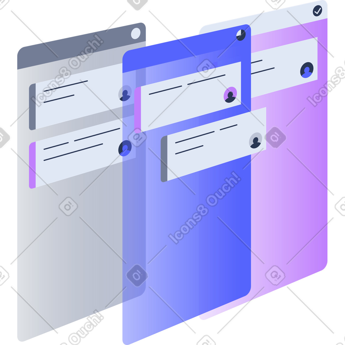 Kanban board illustration in Lucent style download in PNG, SVG