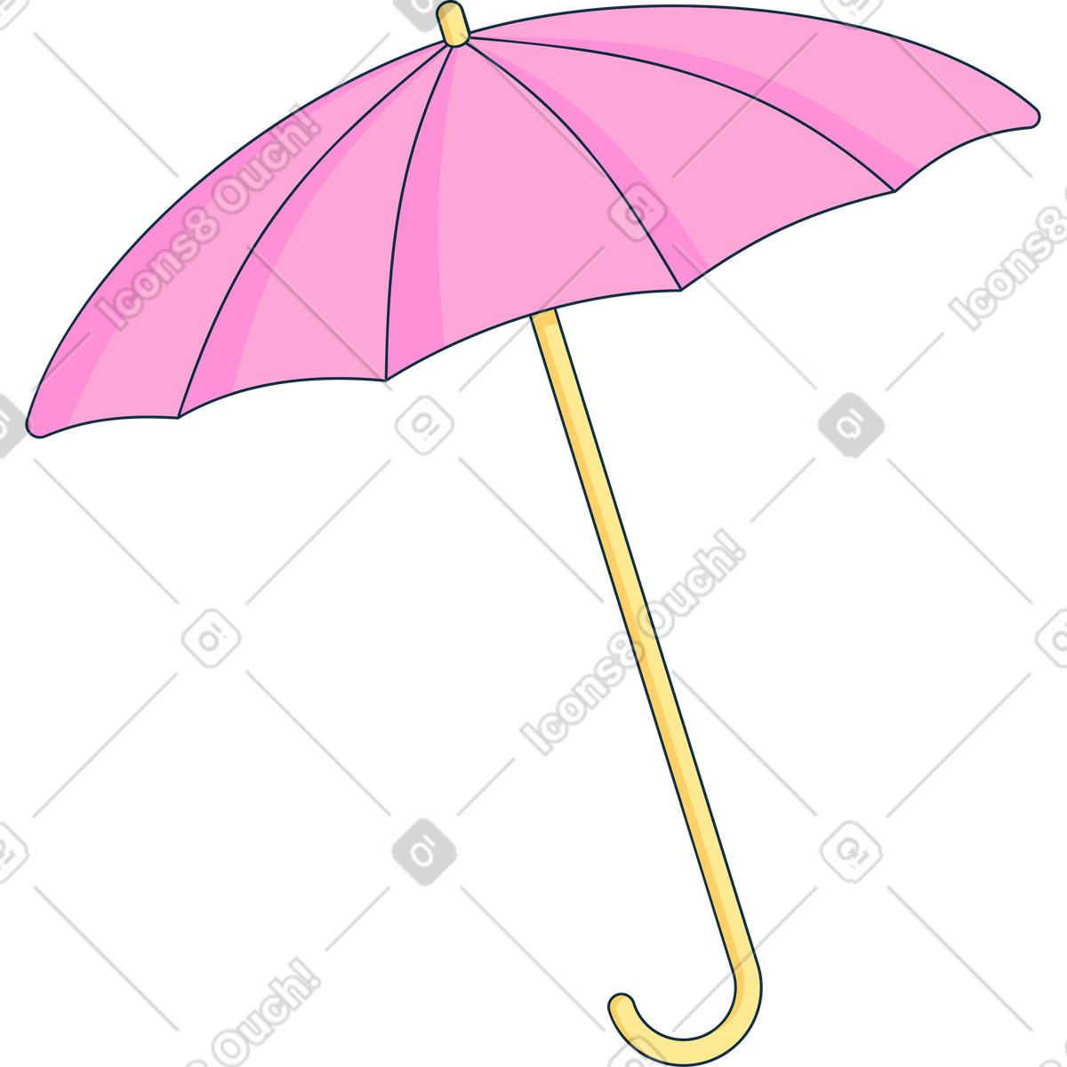 Rosa offener regenschirm-Illustration im Bubble gum-Stil als Download in PNG, SVG