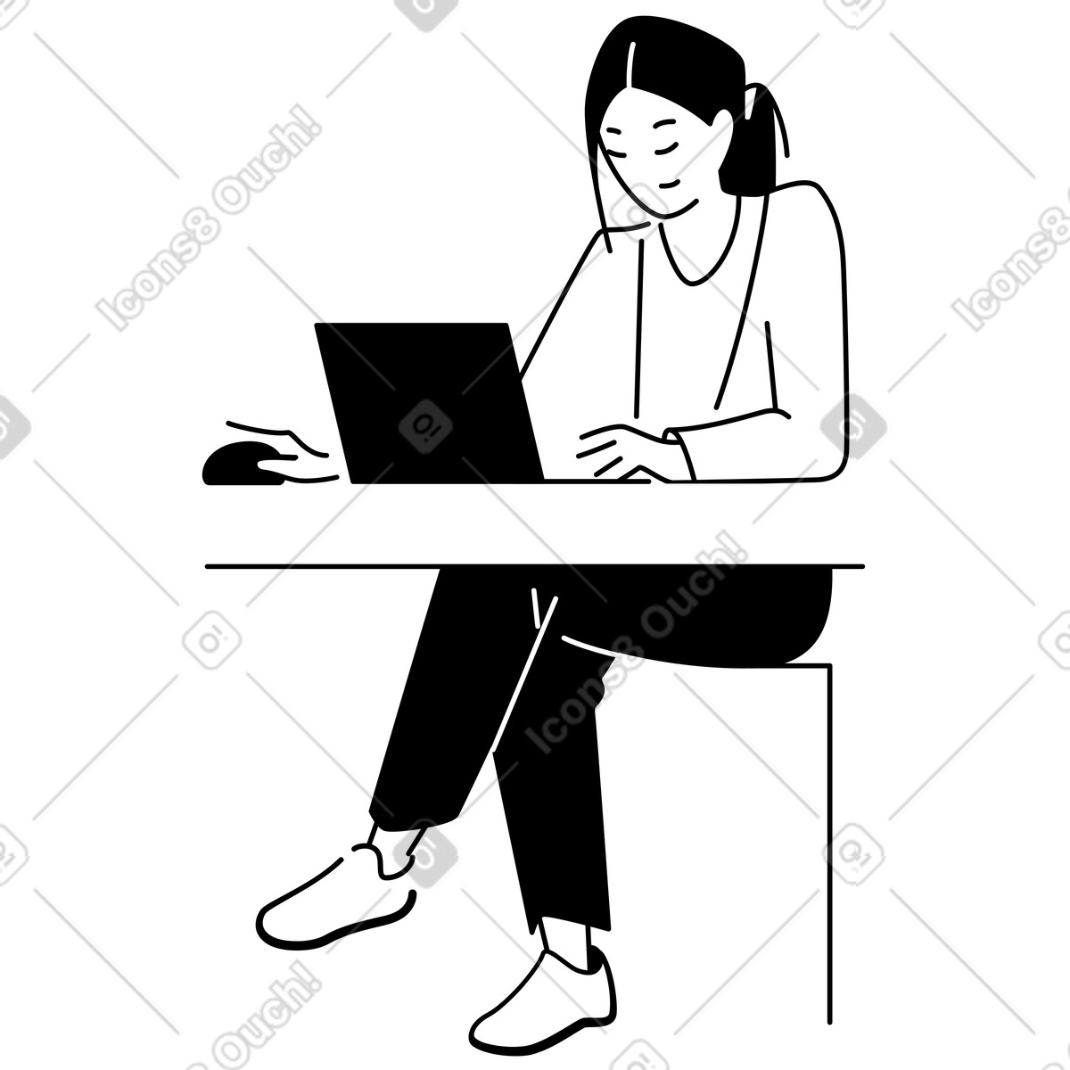 Ilustración Office worker typing on laptop, digital work and productivity en estilo Weekday a descargar en PNG y SVG
