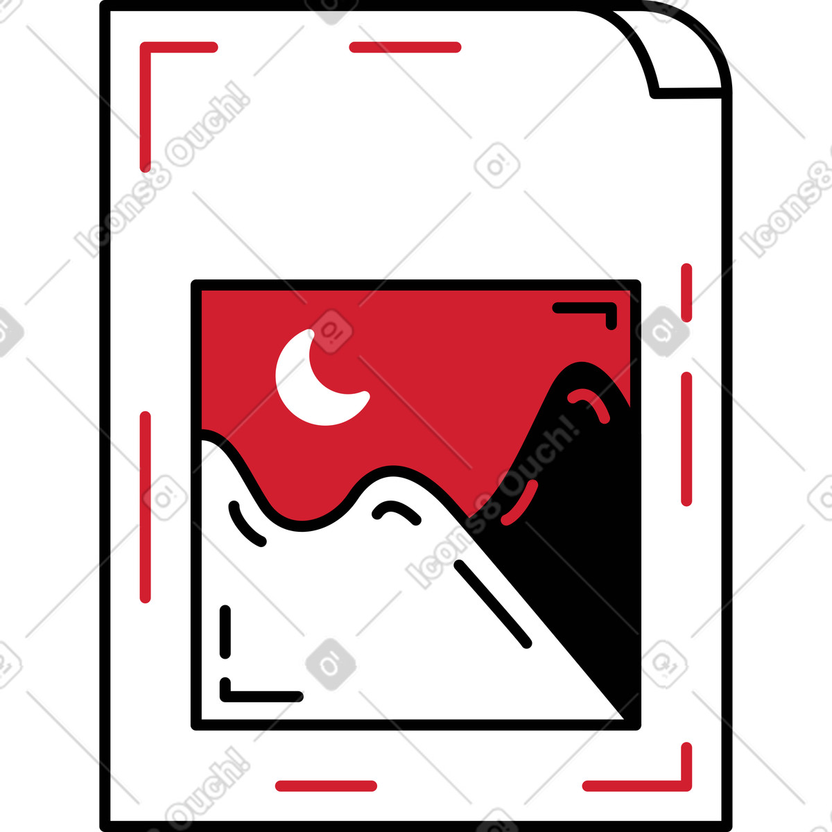 Document with night photo illustration in PNG, SVG
