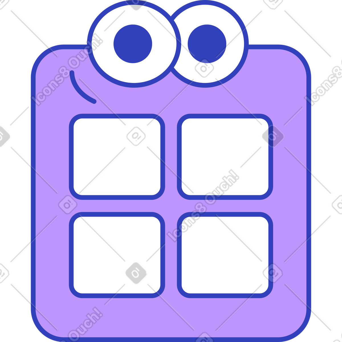 Purple keypad with four buttons and eyes illustration in Eyeful style download in PNG, SVG