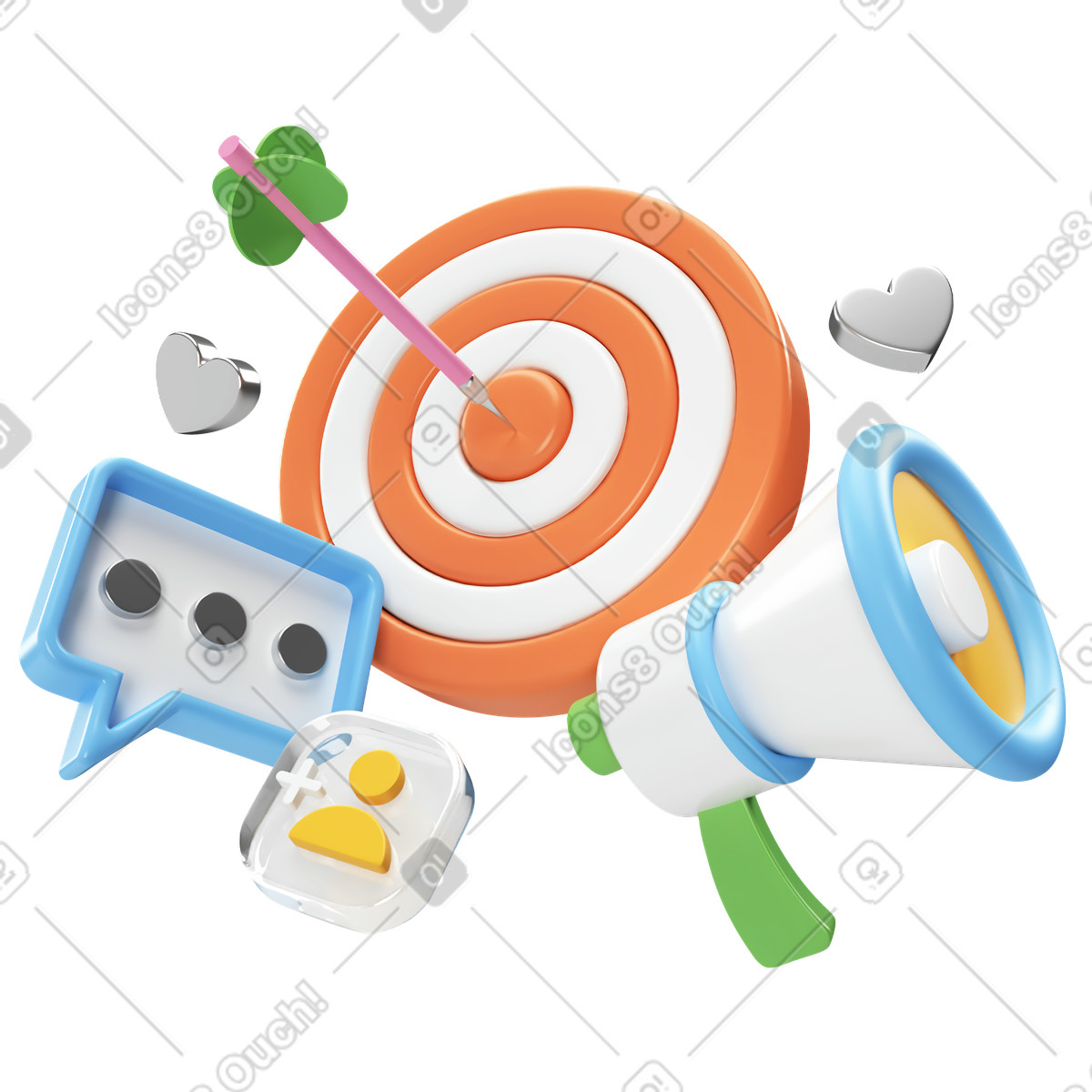 Social media marketing and targeted advertising illustration in PNG, SVG