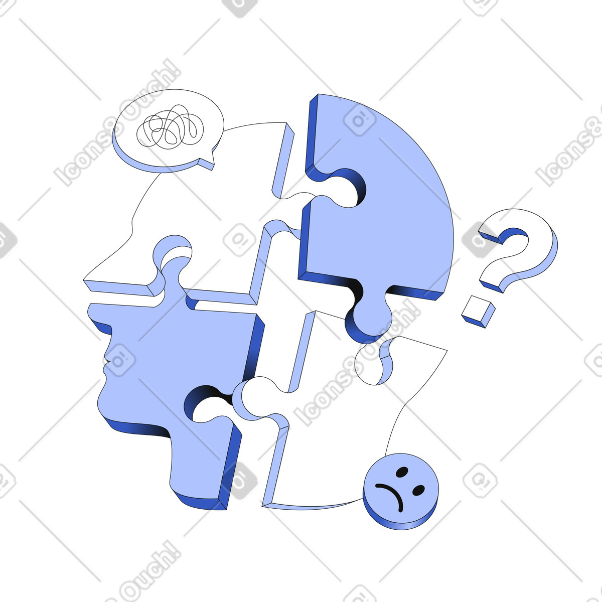 Mental health problem-Illustration im Techny-Stil als Download in PNG, SVG