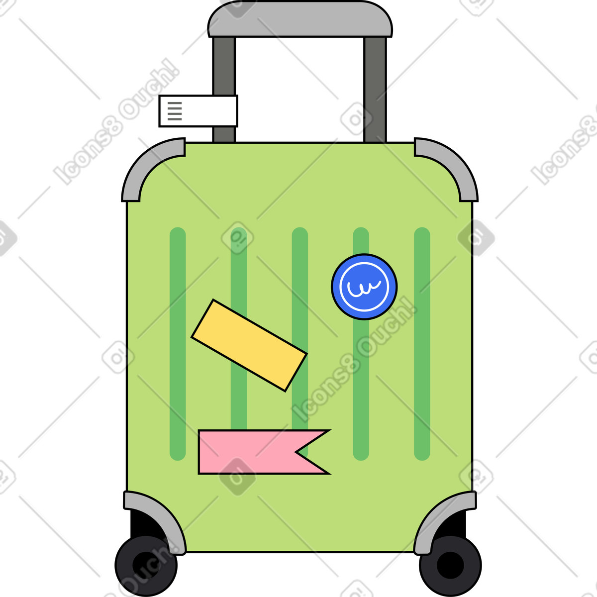 Suitcase on wheels illustration in Kindy style download in PNG, SVG