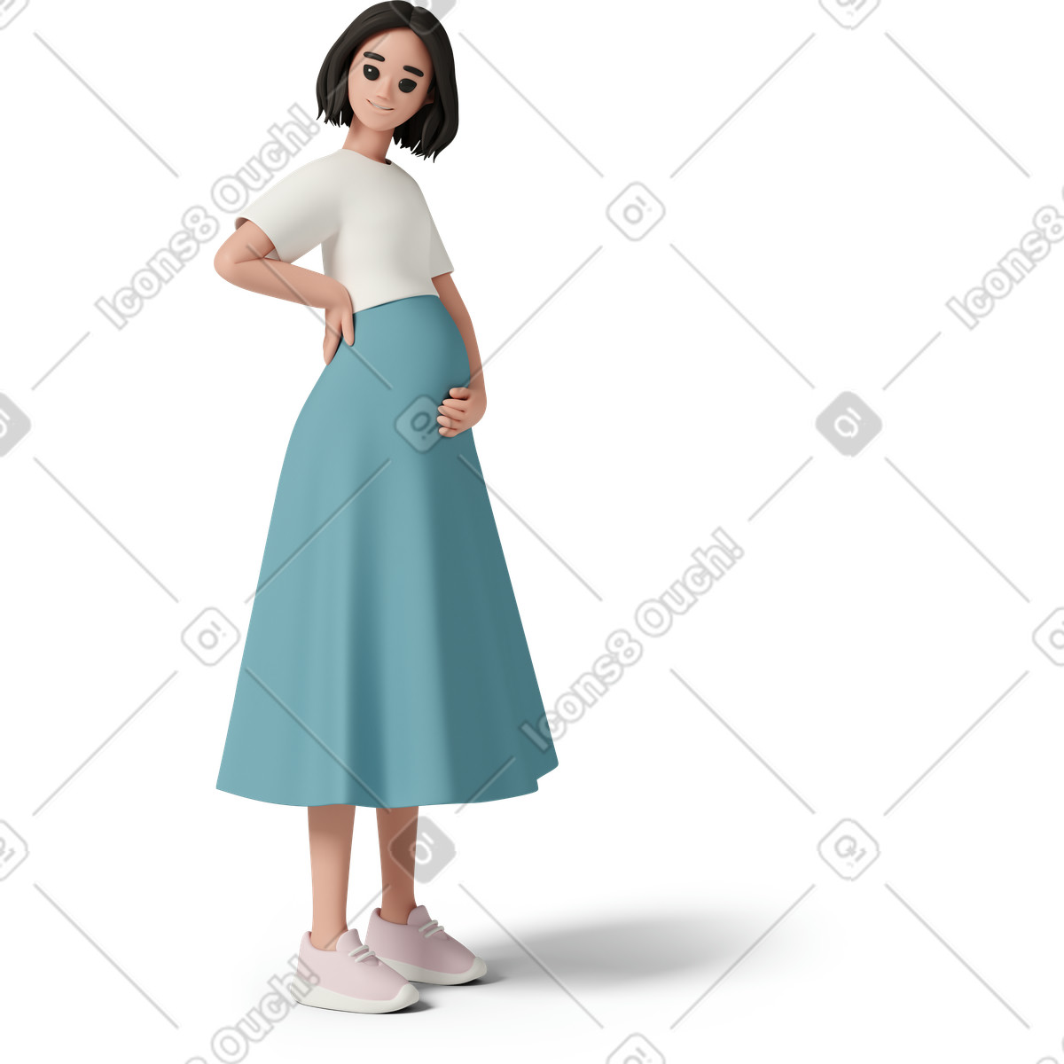 下载 3D Casual life 风格的 Maternity pose 插画，支持 PNG、SVG 格式