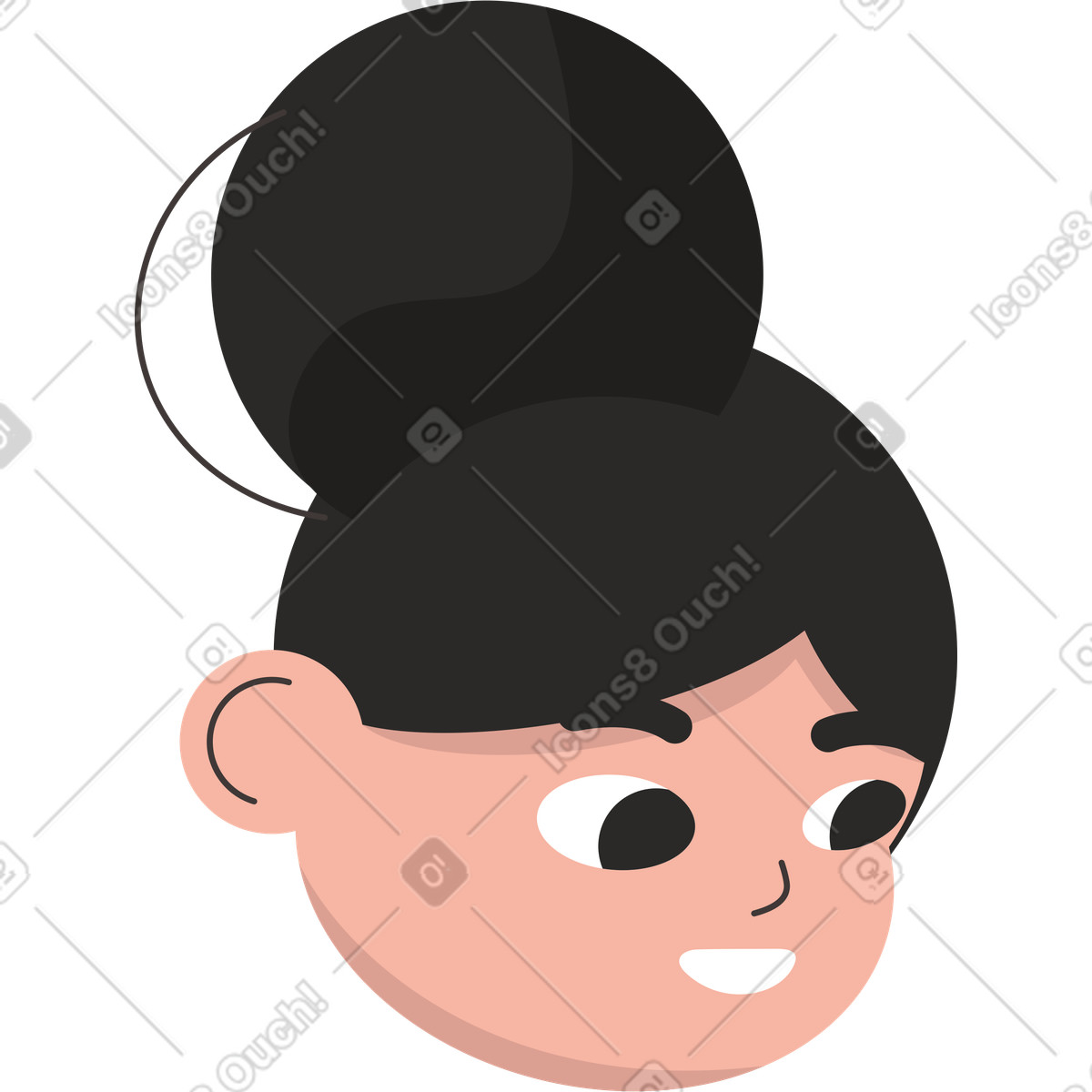 Head of girl with a ponytail illustration in Dizzy style download in PNG, SVG
