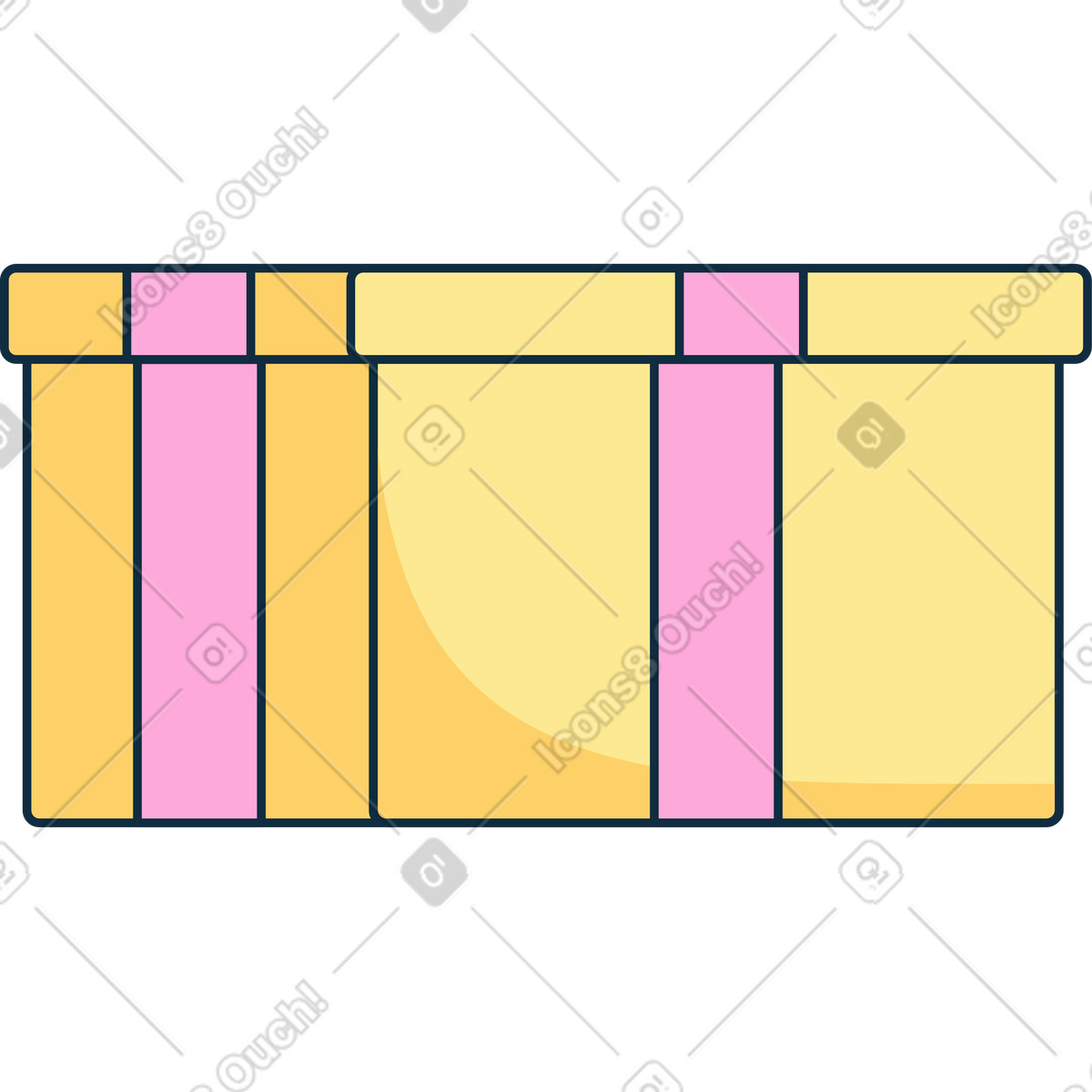 Yellow gift box with ribbon illustration in PNG, SVG