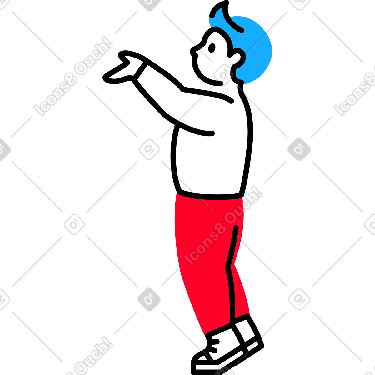 Illustration Enfant debout sur la pointe des pieds dans le style Transistor à télécharger aux formats PNG, SVG