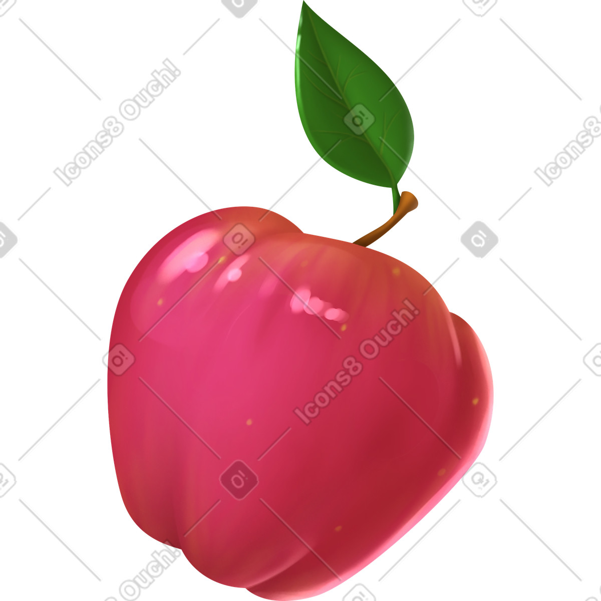 Red apple illustration in Props style download in PNG, SVG