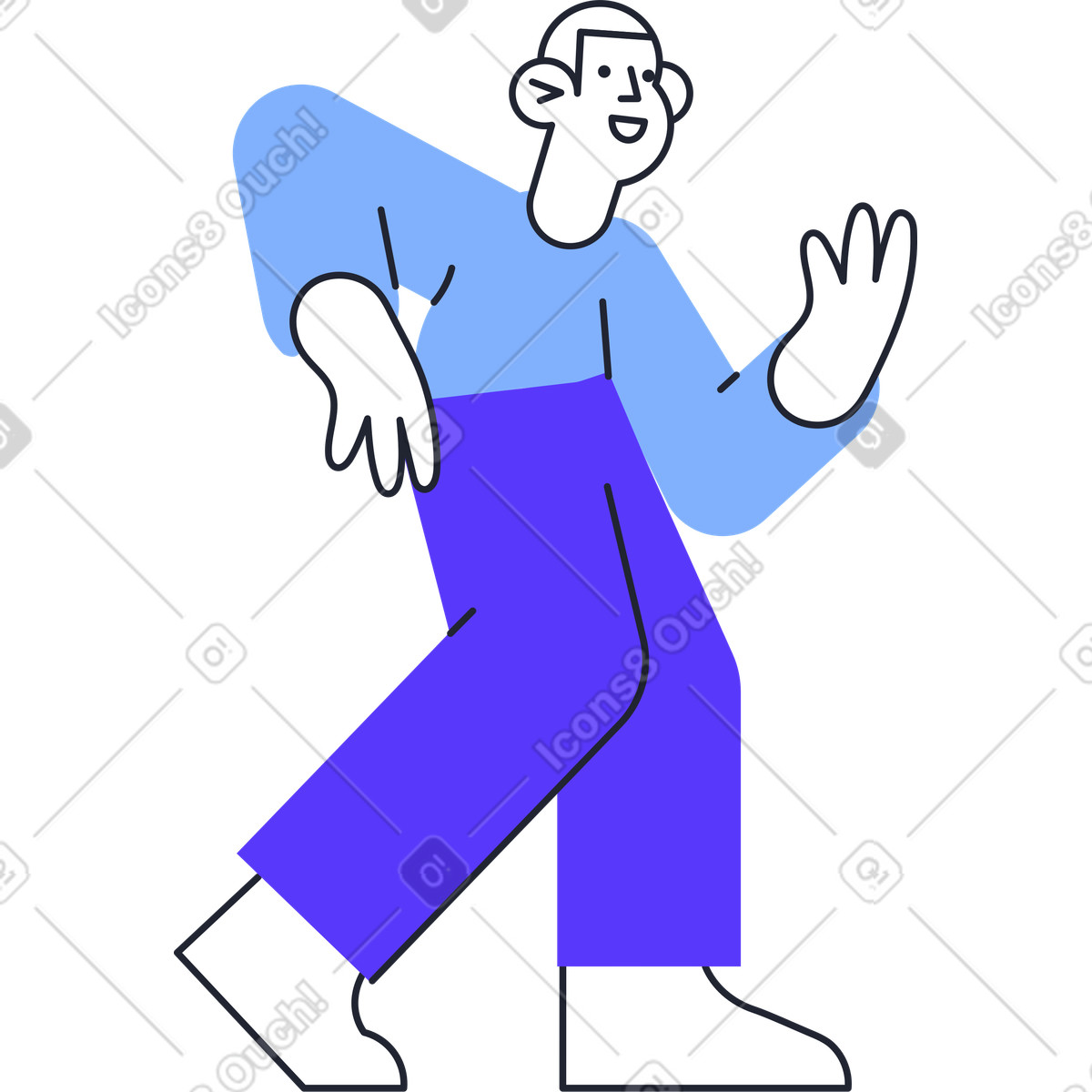 Uomo che balla illustrazione in stile Pablita scarica in PNG, SVG