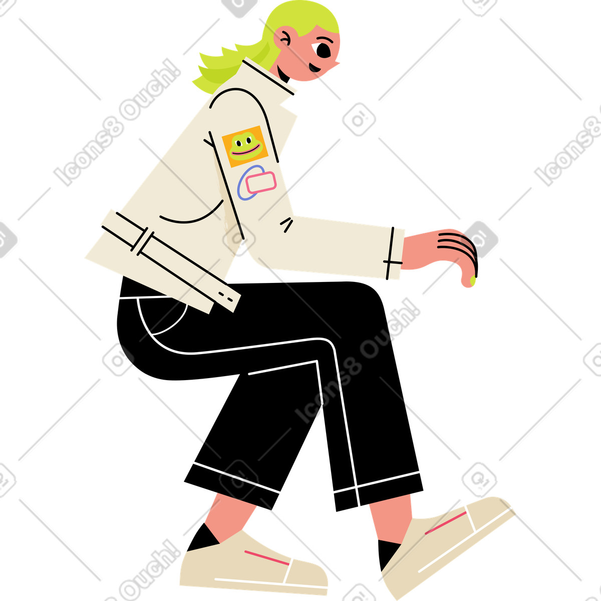 下载 Juicy 风格的 女人坐着做手势 插画，支持 PNG、SVG 格式