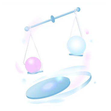 A pendulum is suspended from a slender, metallic beam, swinging gracefully from side to side. The pendulum's bob is a smooth sphere, reflecting soft gradient pastel colors. Below the pendulum, a circular platform is marked with a series of subtle, colorful segments that indicate different trends or opinions. Surrounding the platform is a faint pattern of lines radiating outward, symbolizing the cyclical nature of the movement. The background features a gentle blend of pastel hues, enhancing the overall illustration.