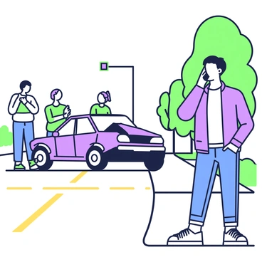 A bystander using their phone to report a car accident, with concerned expression