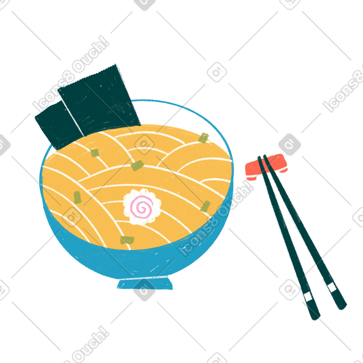 Ilustración Ramen in a bowl with chopsticks en estilo Tutti descargar en PNG y SVG