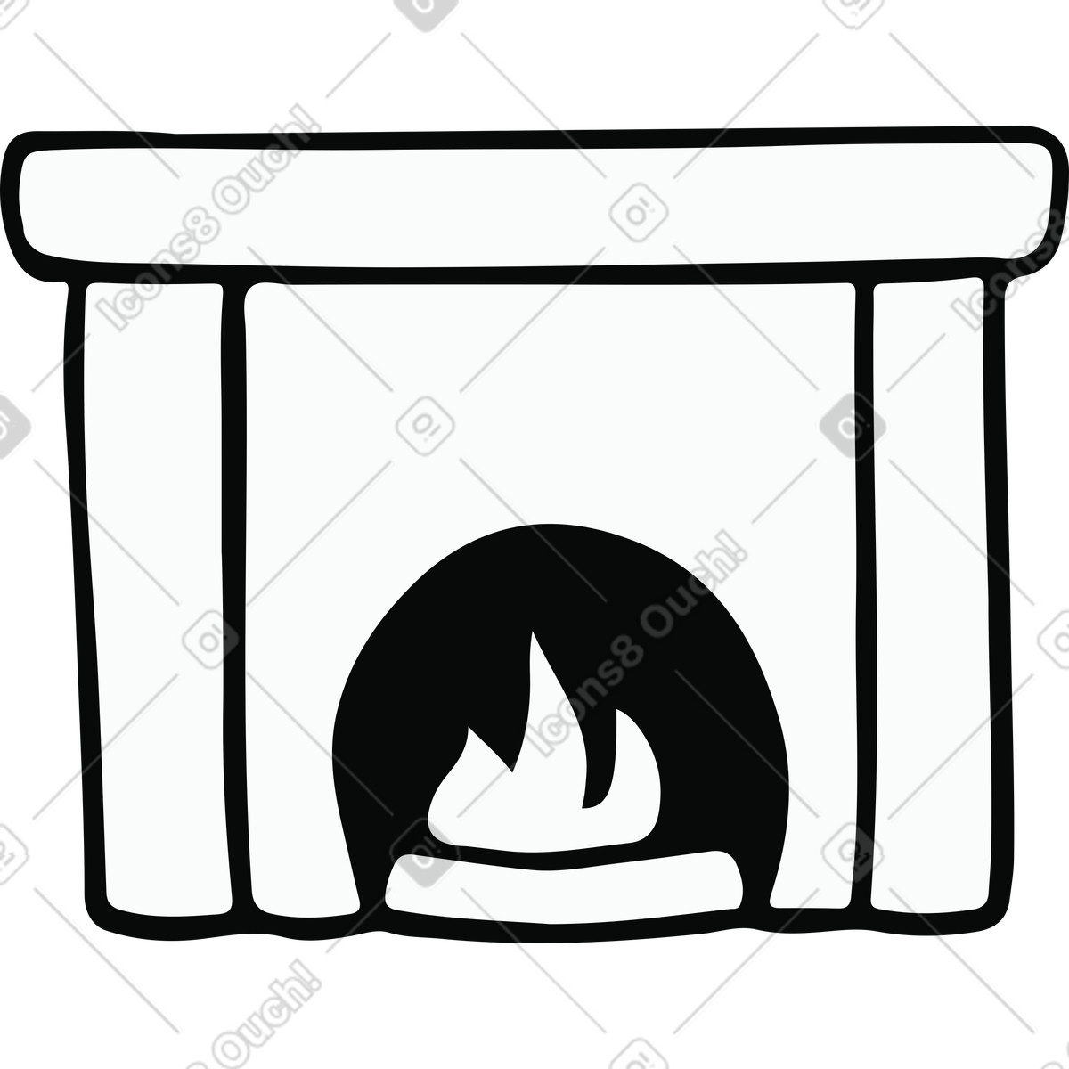 Brennender kamin-Illustration im Journal-Stil als Download in PNG, SVG