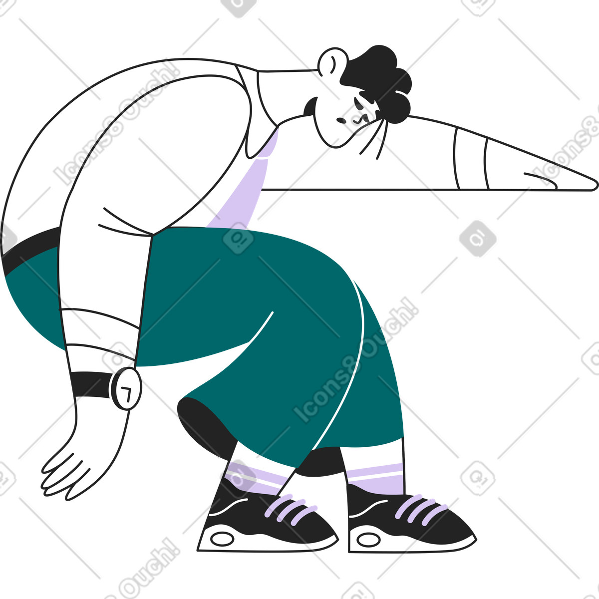 Ilustración Hombre dormido con el brazo extendido en estilo Sammy Line a descargar en PNG y SVG