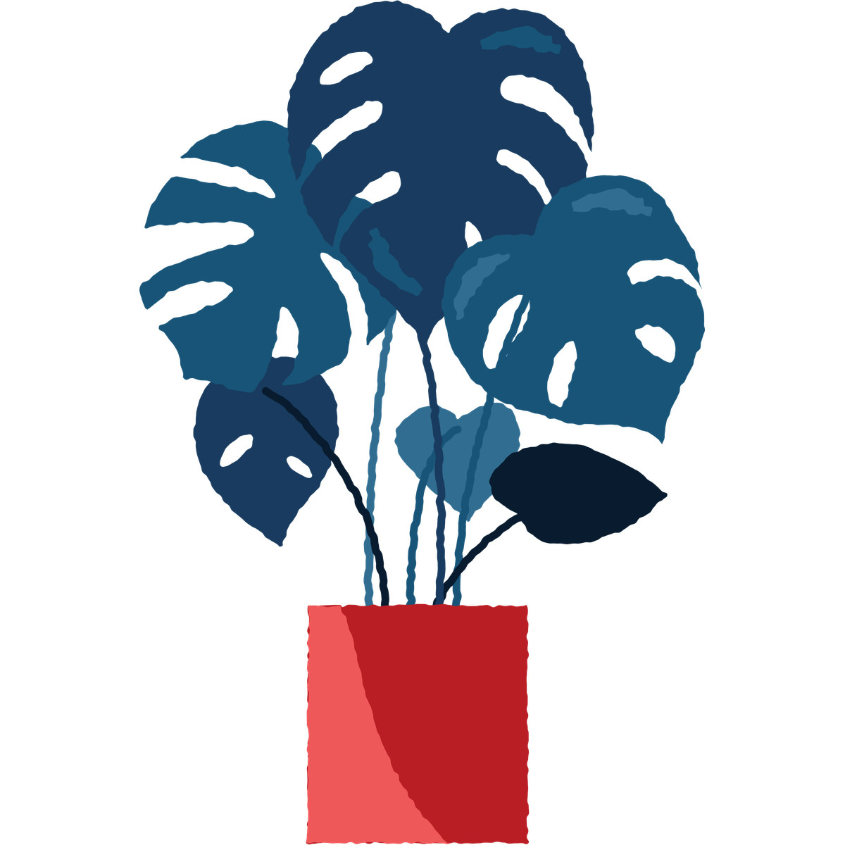 Monstera in pot-Illustration im Cherry-Stil als Download PNG, SVG