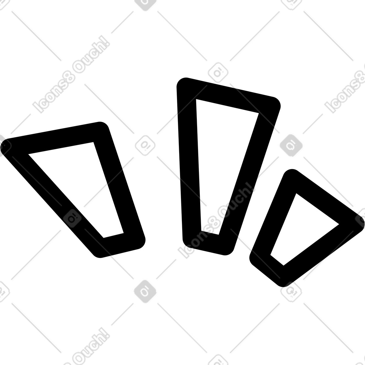 Ilustração de Exclamation mark symbol with three bold angular geometric shapes em no estilo Notion Line Art para baixar em PNG, SVG