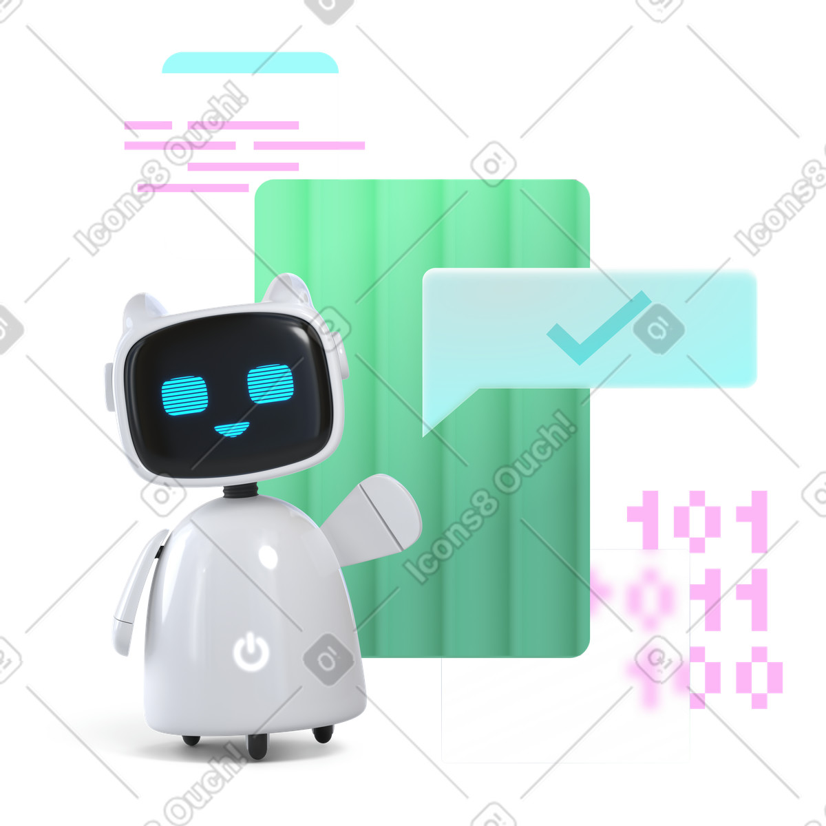 Illustration Chatbot aidant à résoudre les problèmes des utilisateurs dans le style Chromed télécharger aux formats PNG, SVG