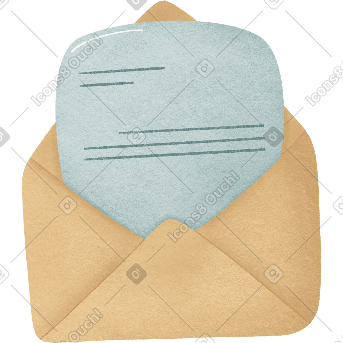 Illustration Envelope with documents dans le style Woolly à télécharger aux formats PNG, SVG