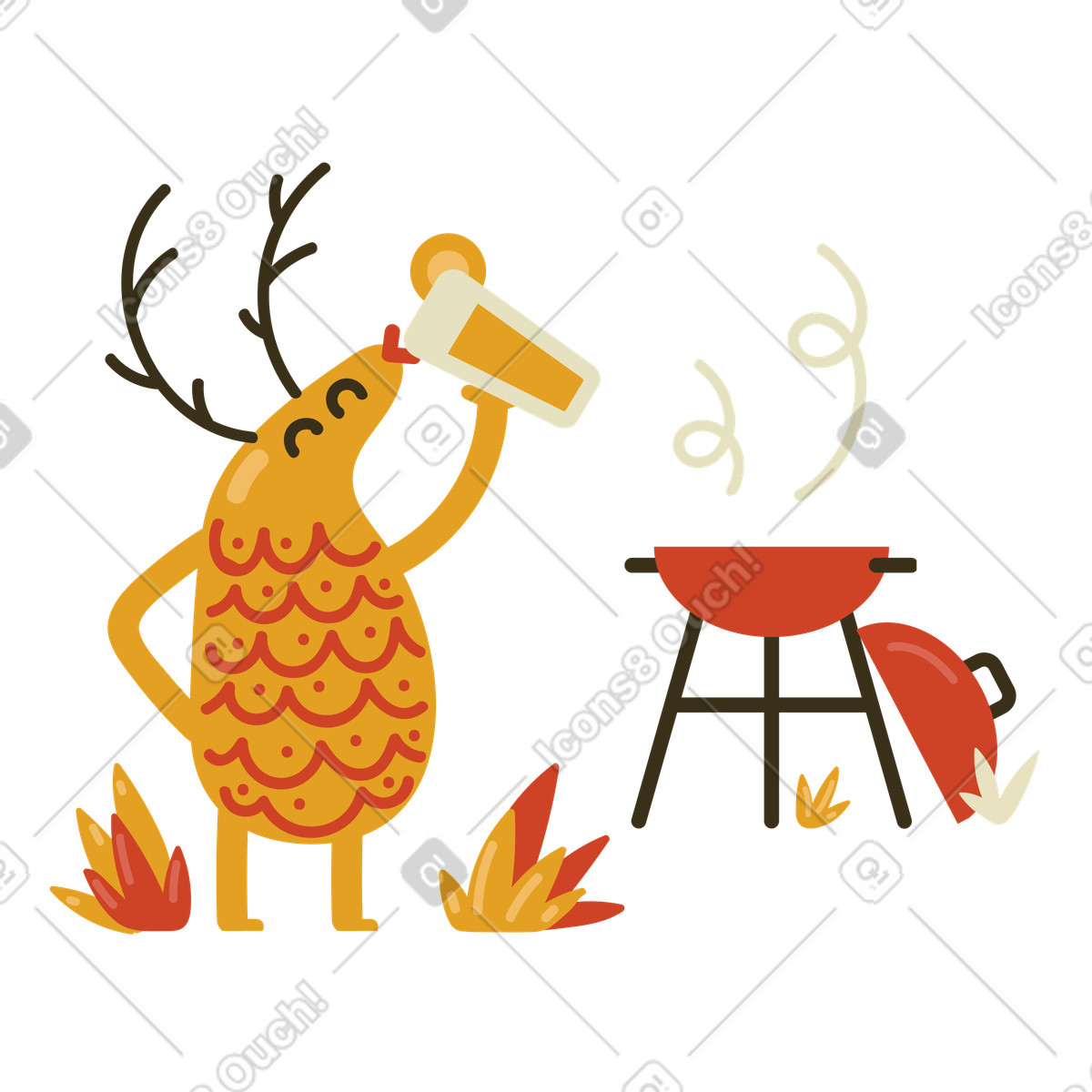 B-B-Q illustration in Arabica style download in PNG, SVG