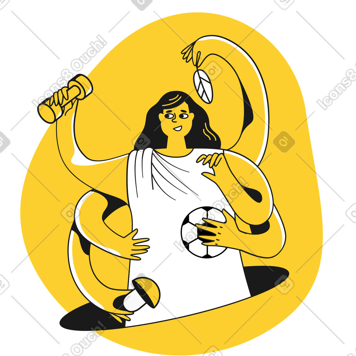 Illustration Femme avec diverses habitudes de vie saines dans le style Taxi à télécharger aux formats PNG, SVG