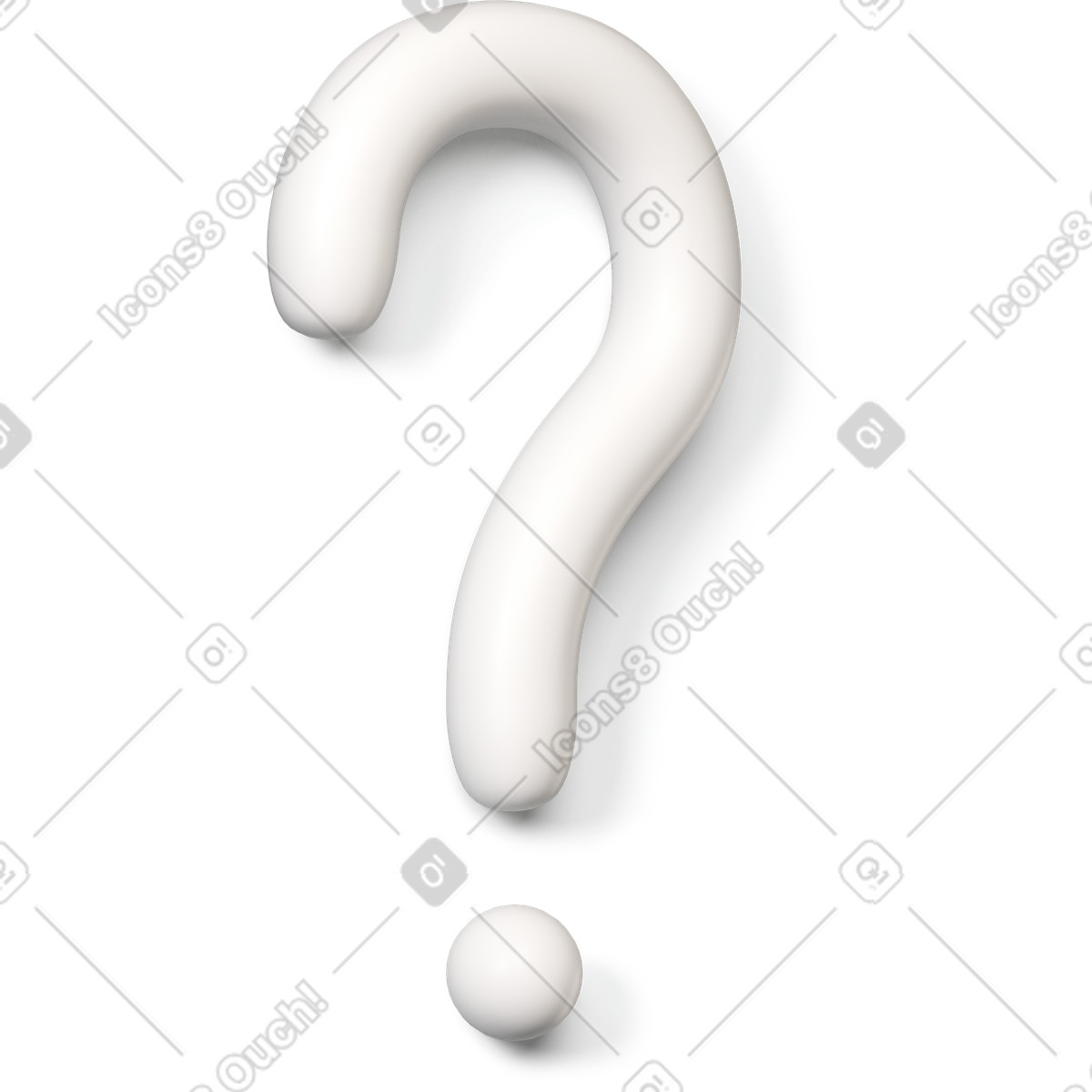 下载 3D Buddy 风格的 白色问号图标向右转 插画，支持 PNG、SVG 格式