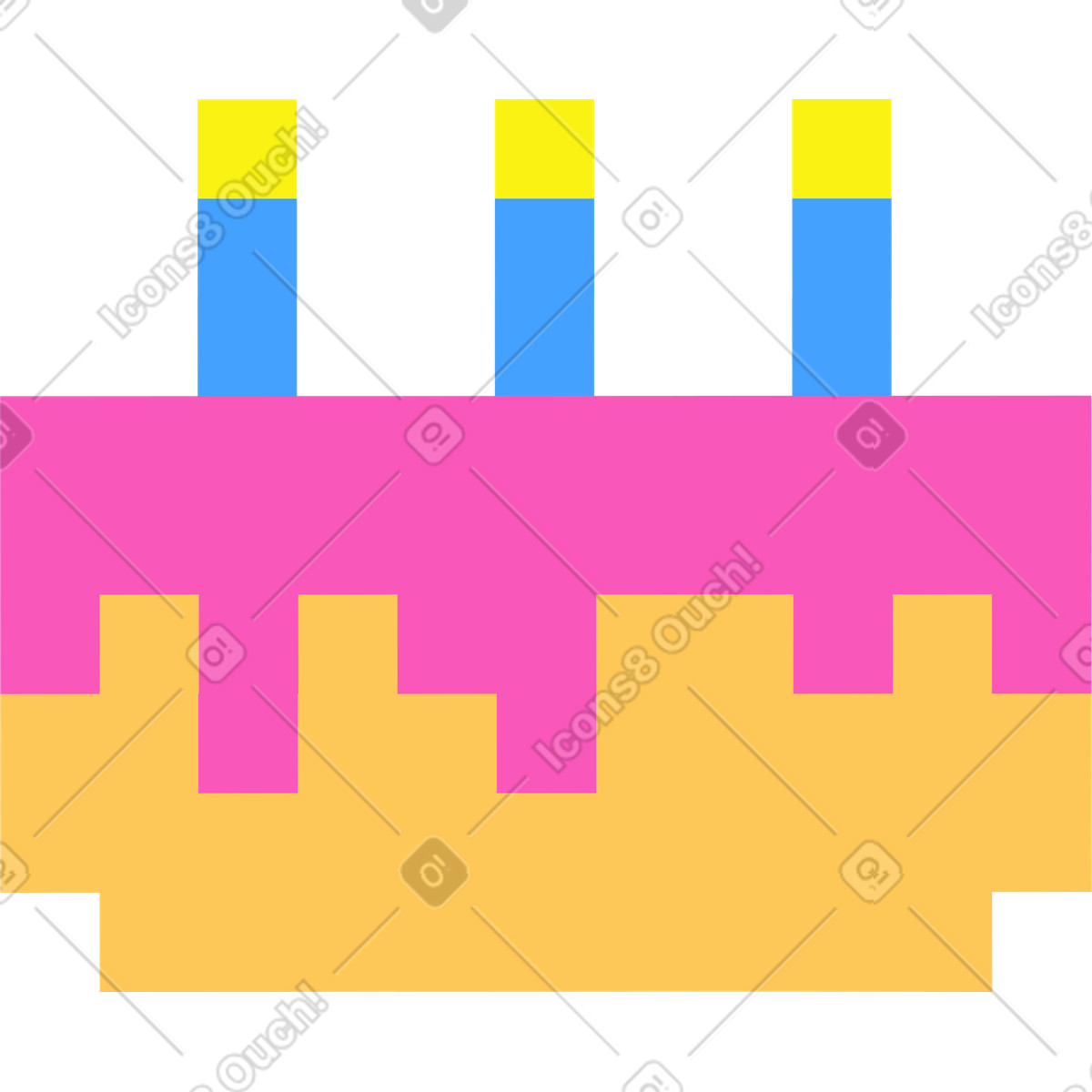 Illustration Gâteau d'anniversaire dans le style 8bit à télécharger aux formats PNG, SVG