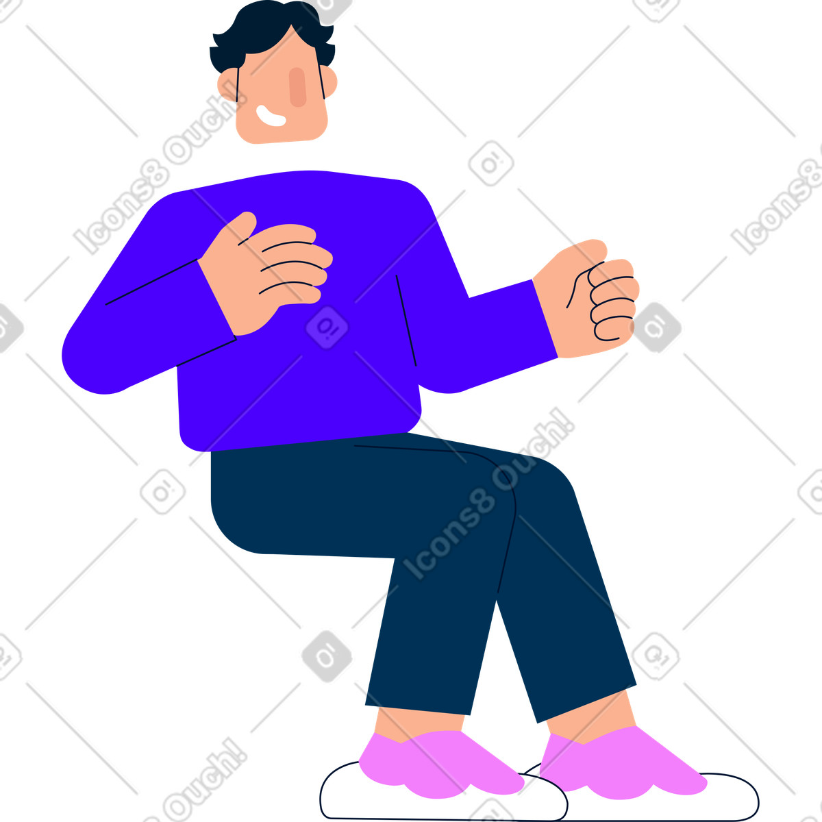 Ilustração de Jovem sentado e sorrindo em no estilo Cubes para baixar em PNG, SVG