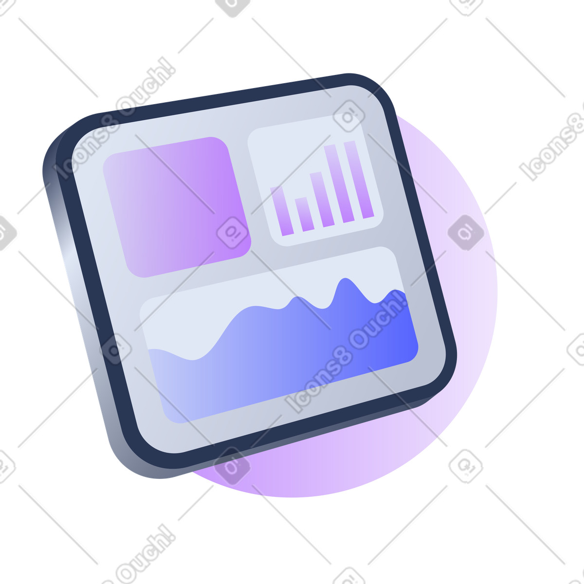 Dashboard Icon, Business Analytics Interface, Data Visualization illustration in Lucent style download in PNG, SVG