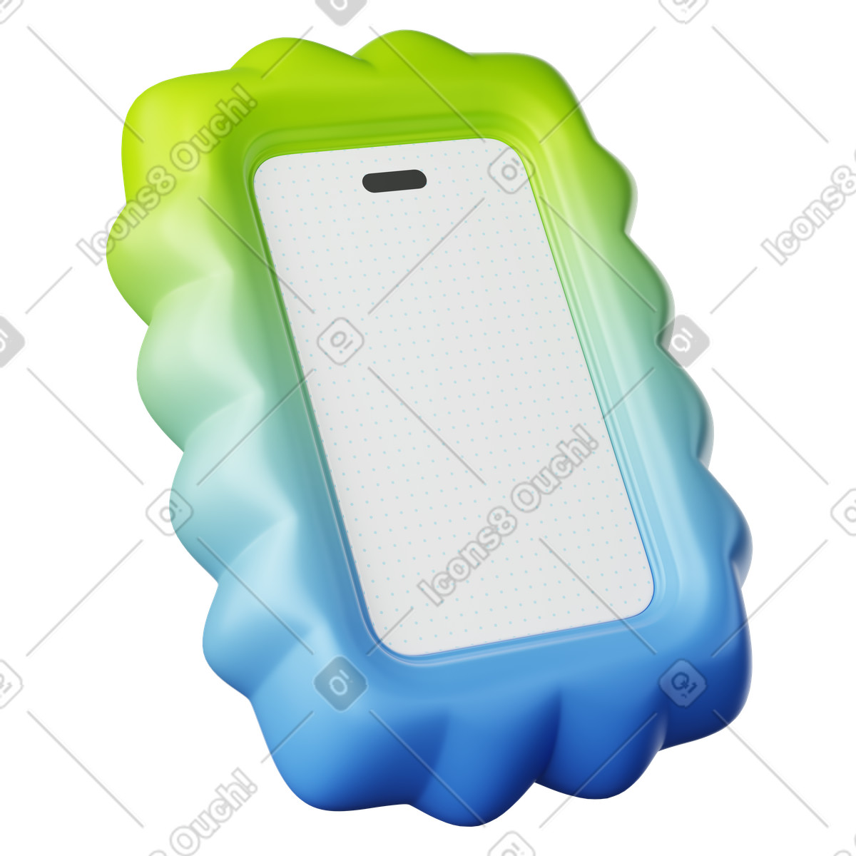 3D Plastic スタイルの Smartphone mockup surrounded by puffy gradient case のイラストをPNG、SVG形式でダウンロード