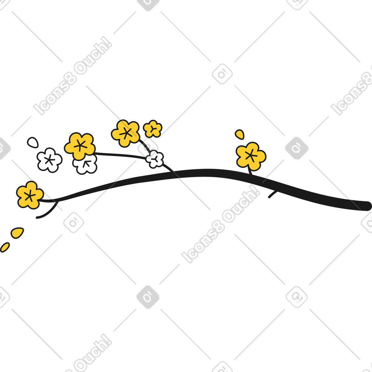 Ilustración Rama floreciente en estilo Taxi a descargar en PNG y SVG