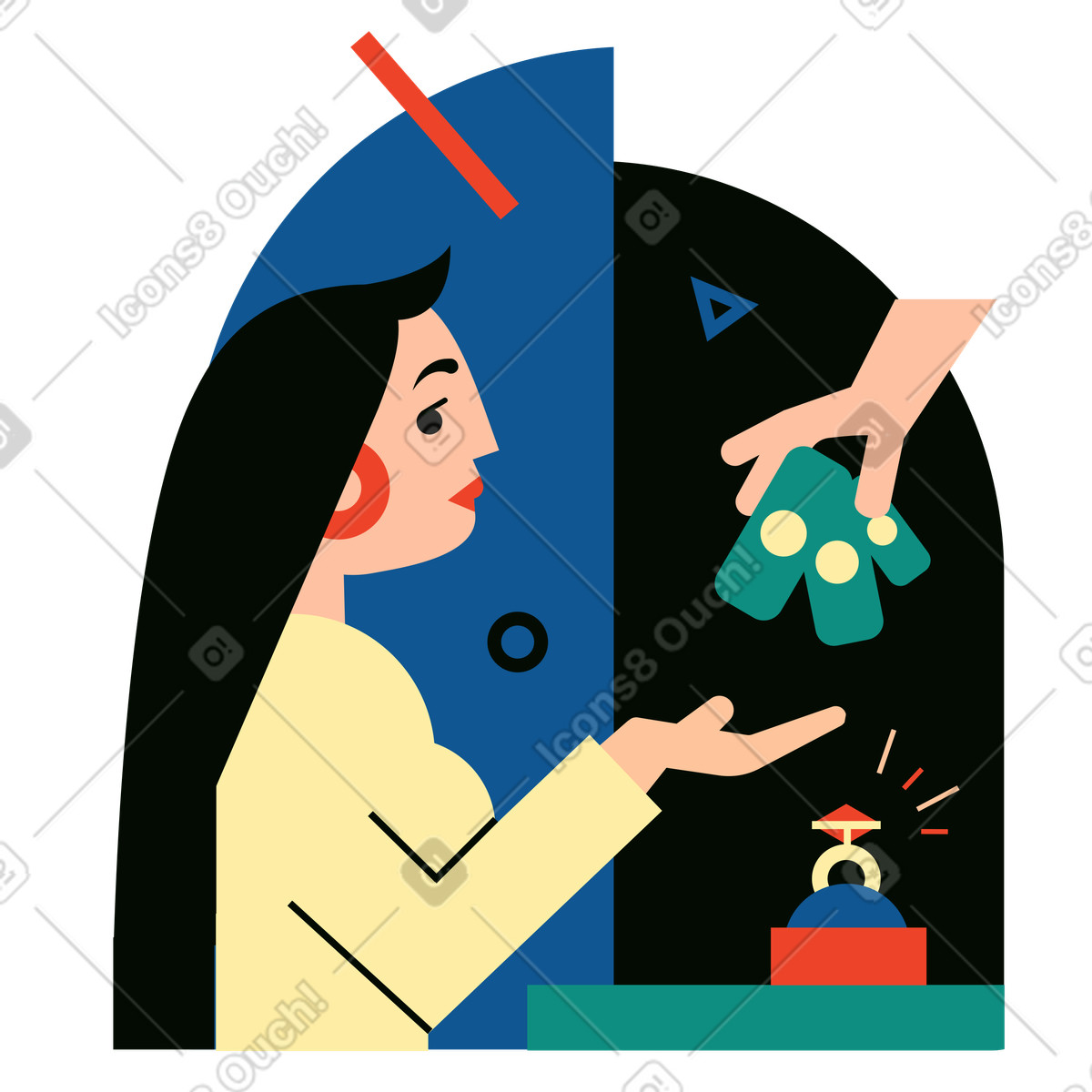 Polar スタイルの Woman receiving money for jewelry in store のイラストをPNG、SVG形式でダウンロード