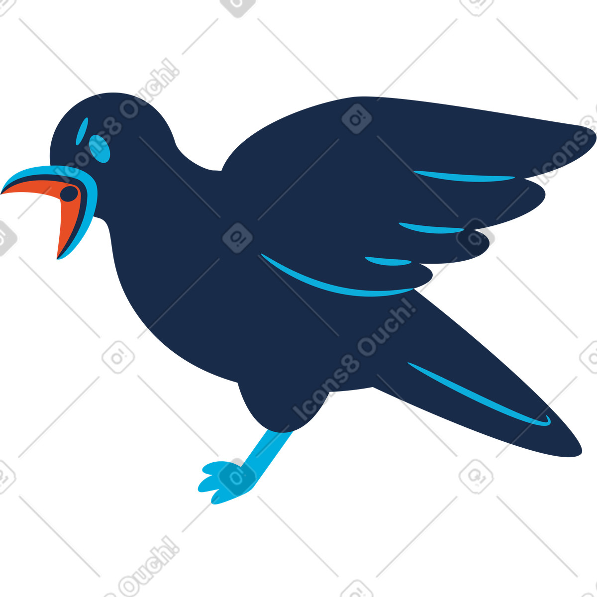 Ilustração de Corvo gritando em no estilo Flame para baixar em PNG, SVG