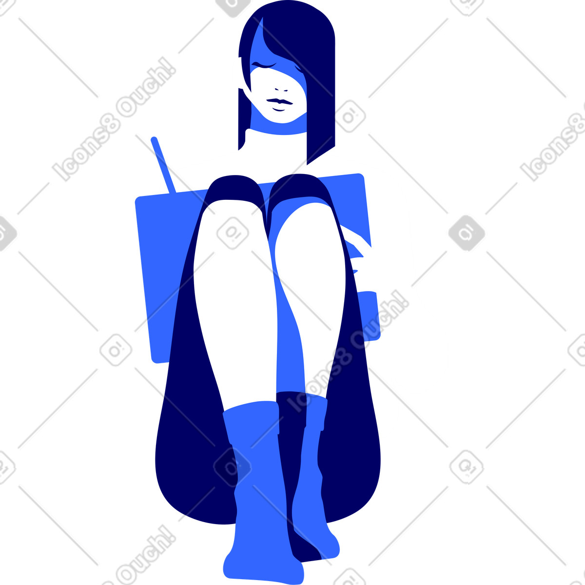 下载 Lounge 风格的 做远程工作的女人 插画，支持 PNG、SVG 格式