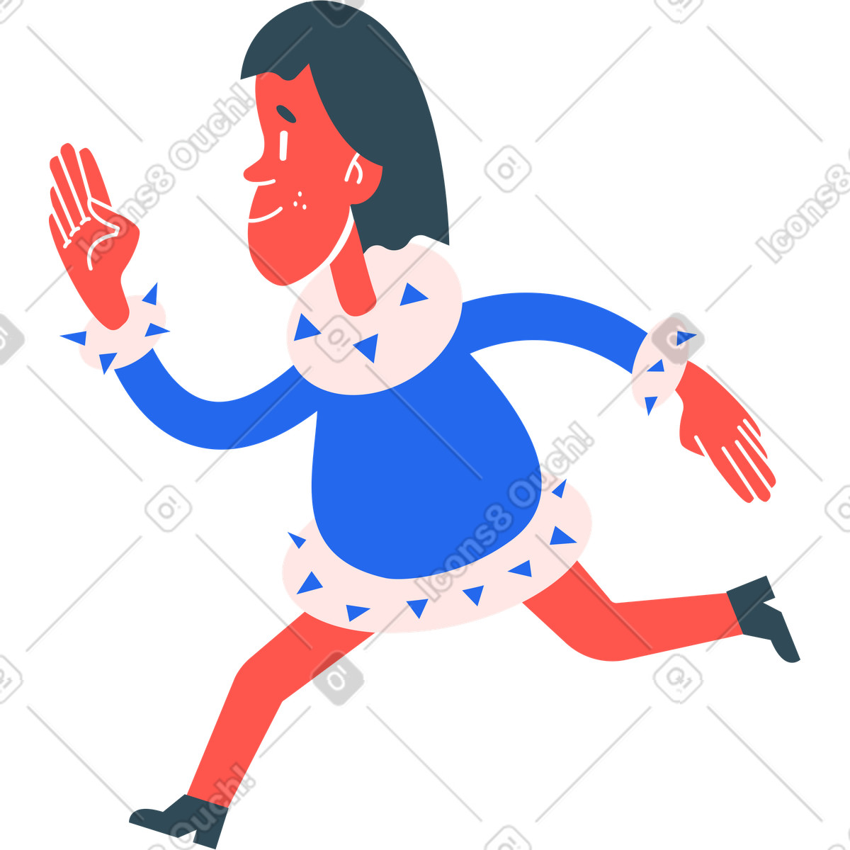 Girl running illustration in Kingdom style download in PNG, SVG