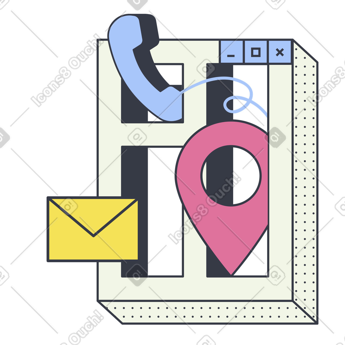 Illustration Informations de contact dans le style Abstract à télécharger aux formats PNG, SVG