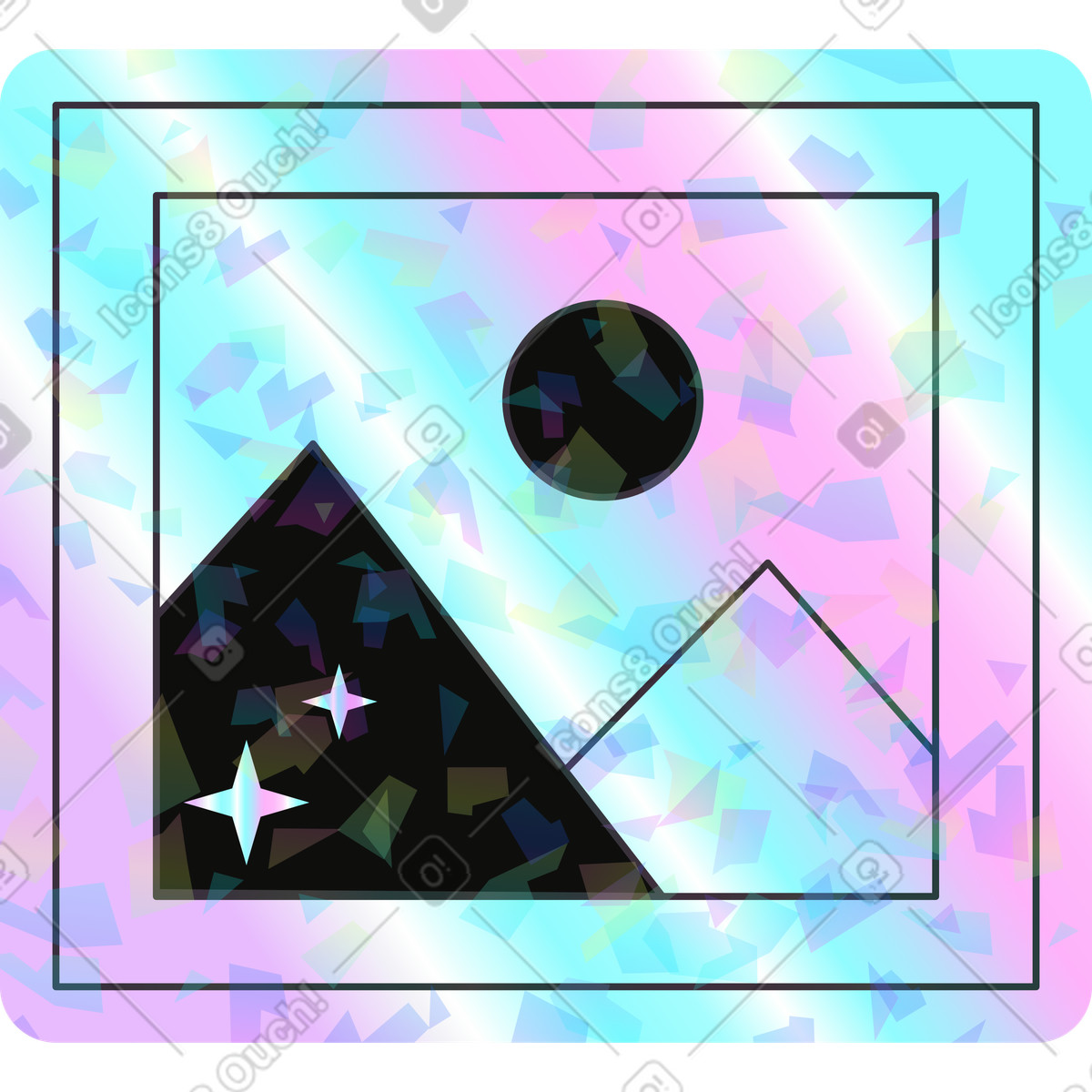 Holostickers スタイルの Image のイラストをPNG、SVG形式でダウンロード