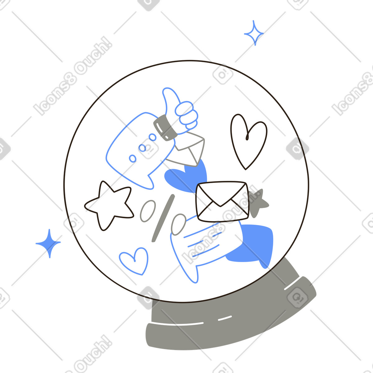 Sfera magica con social network all'interno illustrazione in stile Plain scarica in PNG, SVG