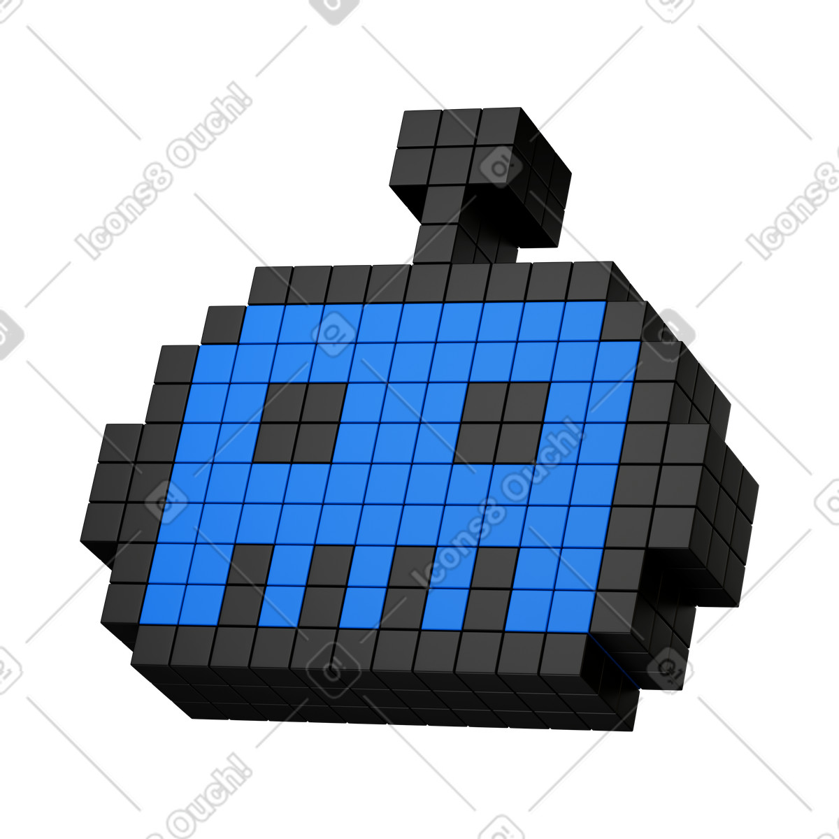 下载 3D Stickle 风格的 Robot head pixel art made from blue and black cubes 插画，支持 PNG、SVG 格式