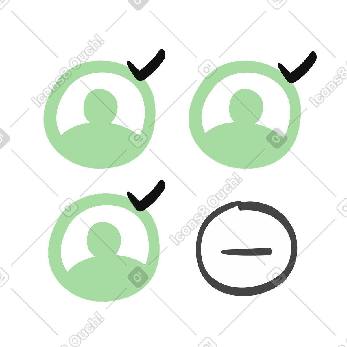 下载 Organic 风格的 Team member profiles marked approved while one profile removed 插画，支持 PNG、SVG 格式