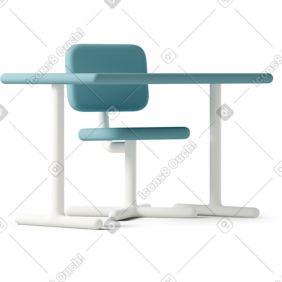 Ilustração de Green desk and chair em no estilo 3D Casual life para baixar em PNG, SVG