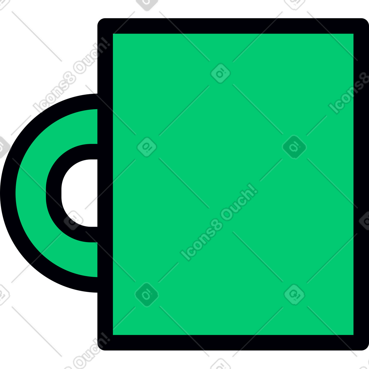Tazza verde con manico illustrazione in stile Droll scarica in PNG, SVG