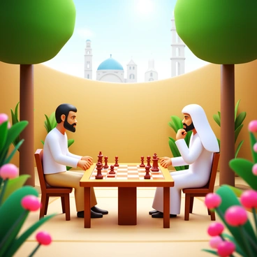 Christian muslim playing chess