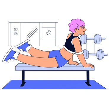 An athlete performing a hip thrust exercise on a gym mat. The individual has a focused expression, and their body is positioned with the upper back resting against a bench. They are using resistance bands that are secured around their thighs, providing extra tension. The athlete's feet are flat on the ground, and they are driving their hips upward. The environment is a bright gym, with weights and exercise equipment visible in the background.
