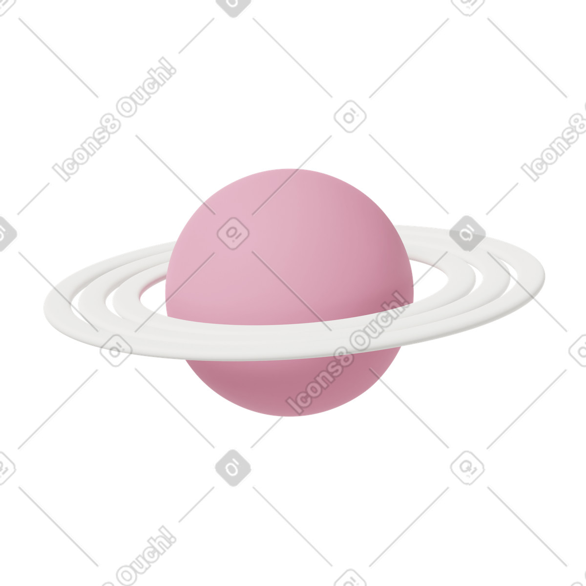 Planet with disc pink-Illustration im 3D Casual life-Stil als Download in PNG, SVG