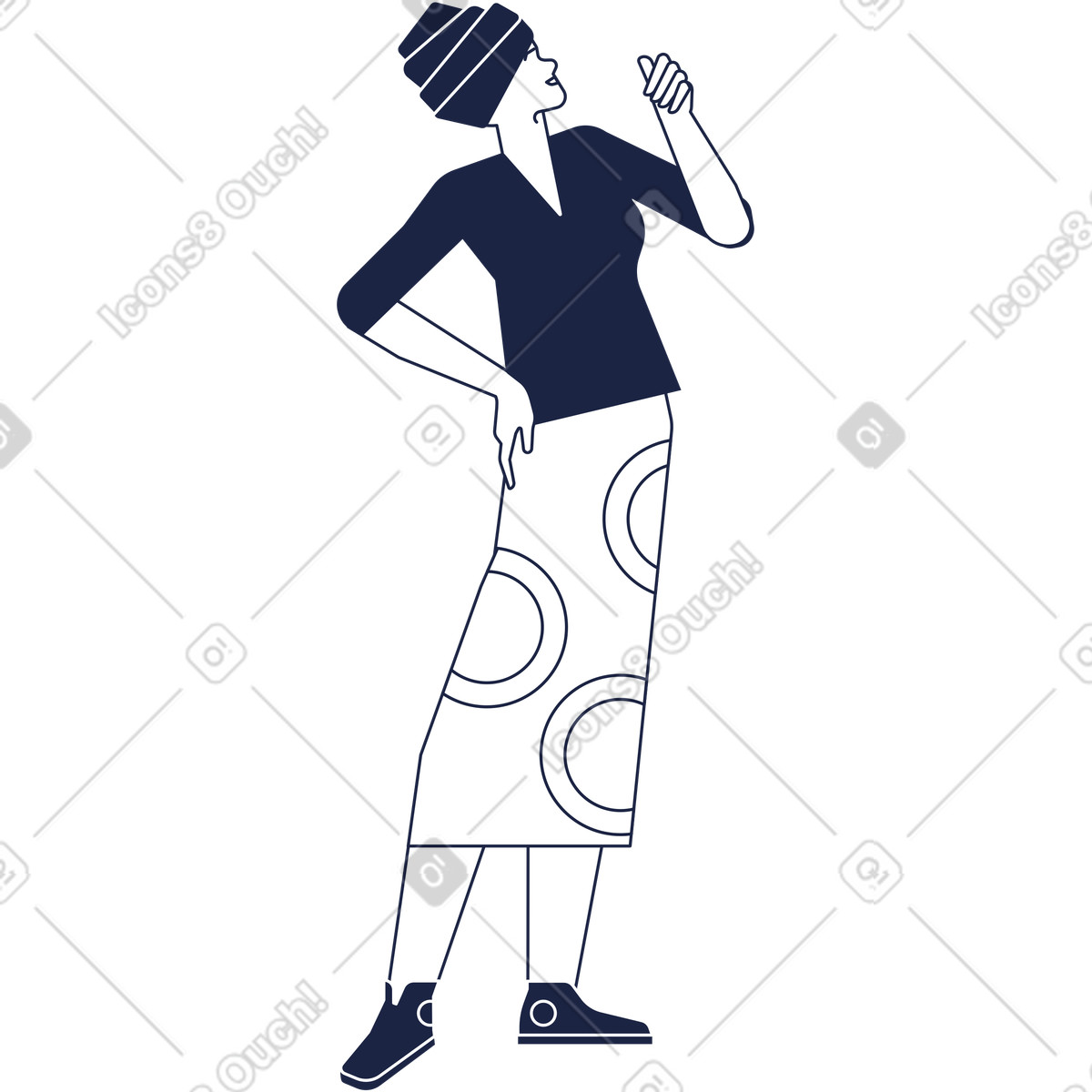 Woman in turban illustration Urban Line style download PNG, SVG